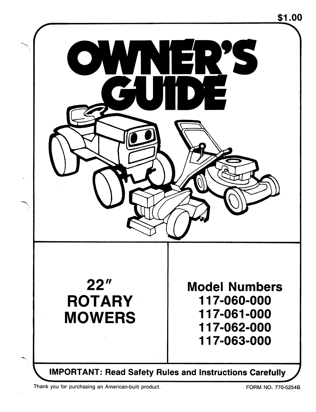 MTD 117-062-000, 117-063-000, 117-060-000, 117-061-000 manual 