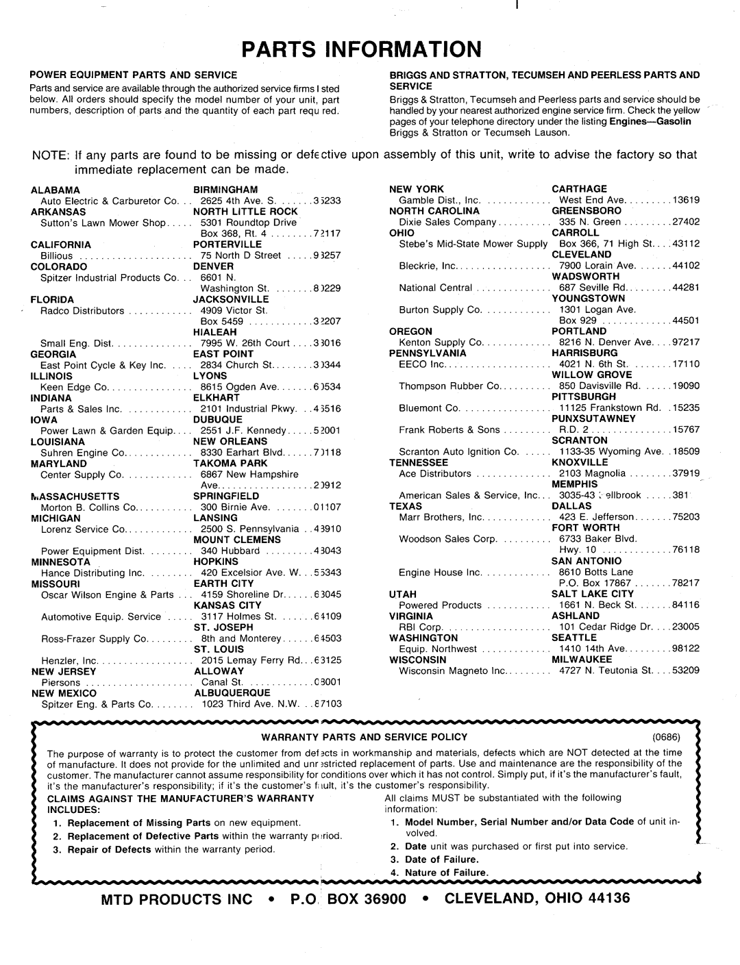 MTD 117-072-000, 117-082-000, 117-080-000, 117-071-000, 117-070-000 manual 