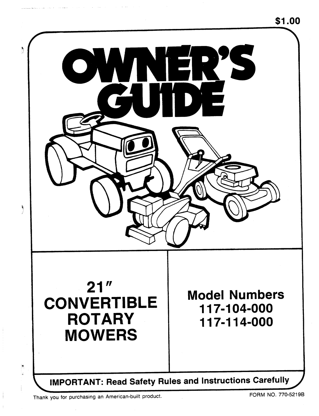 MTD 117-104-000 manual 