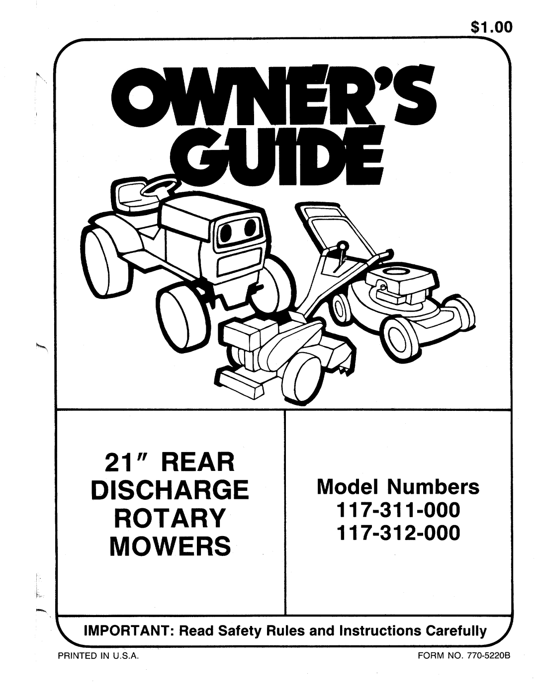 MTD 117-312-000, 117-311-000 manual 