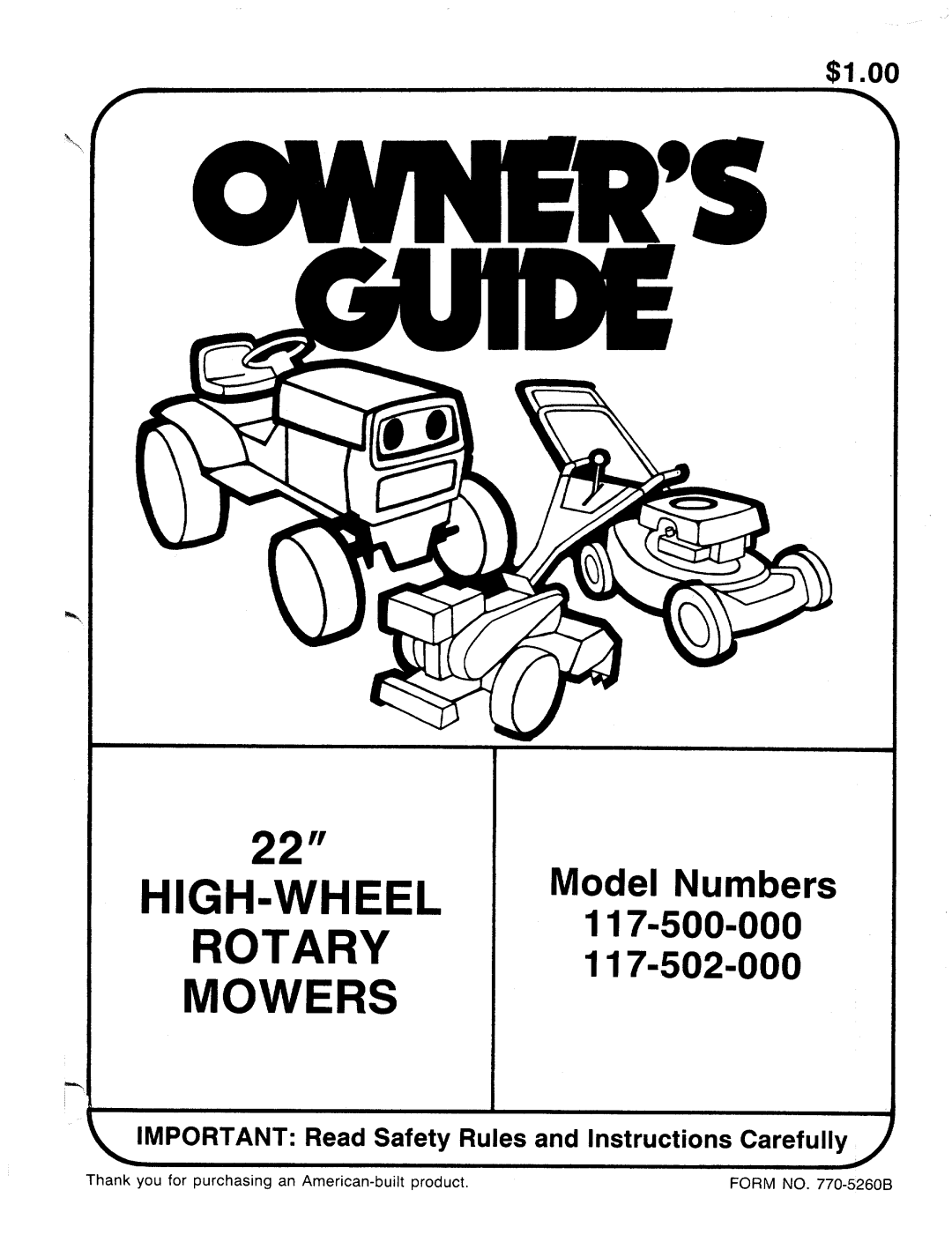 MTD 117-500-000, 117-502-000 manual 