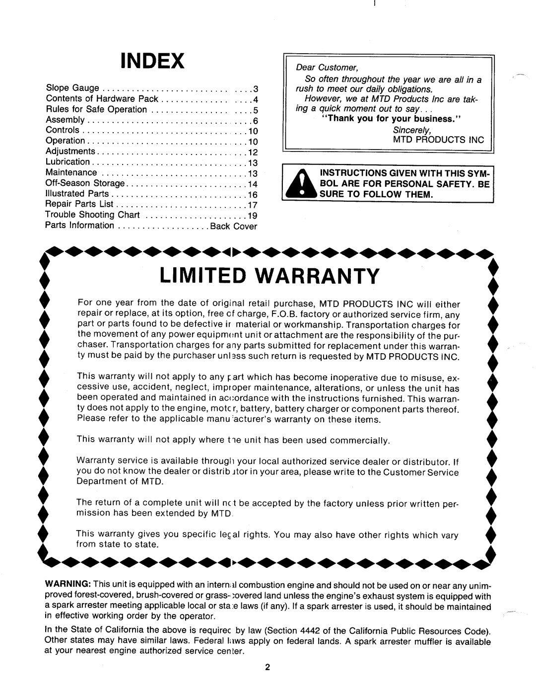 MTD 117-502-000, 117-500-000 manual 