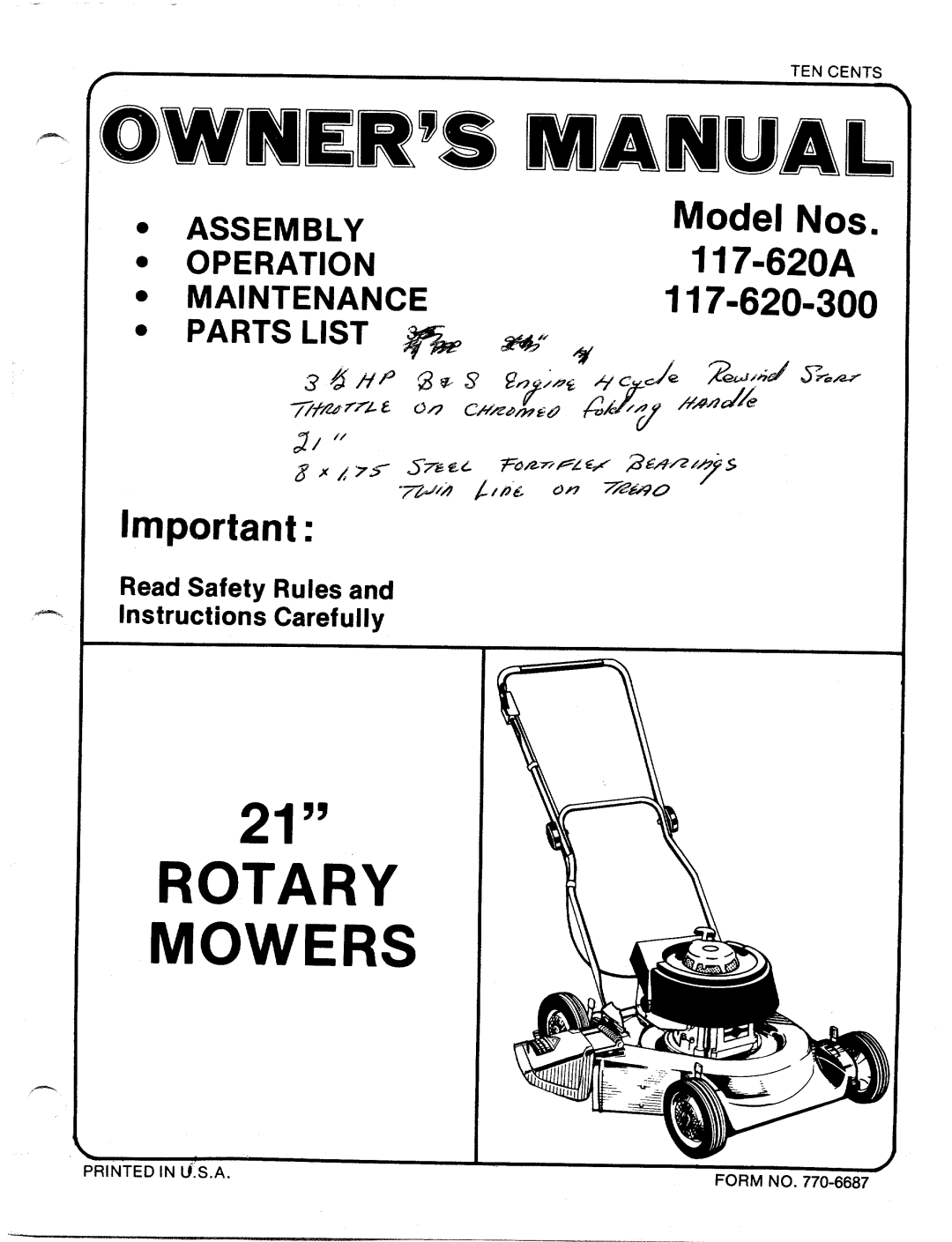 MTD 117-620-300, 117-620A manual 