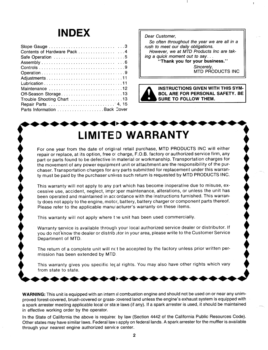 MTD 118-020R000 manual 