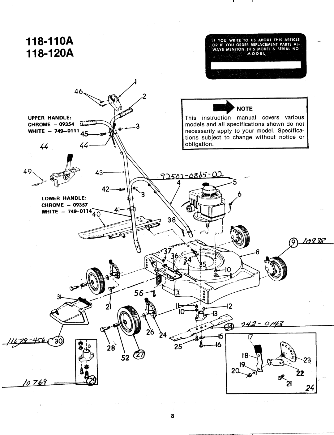 MTD 118-120A, 118-120-300, 118-110-300, 118-110A manual 