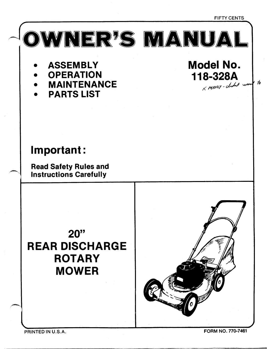 MTD 118-328A manual 