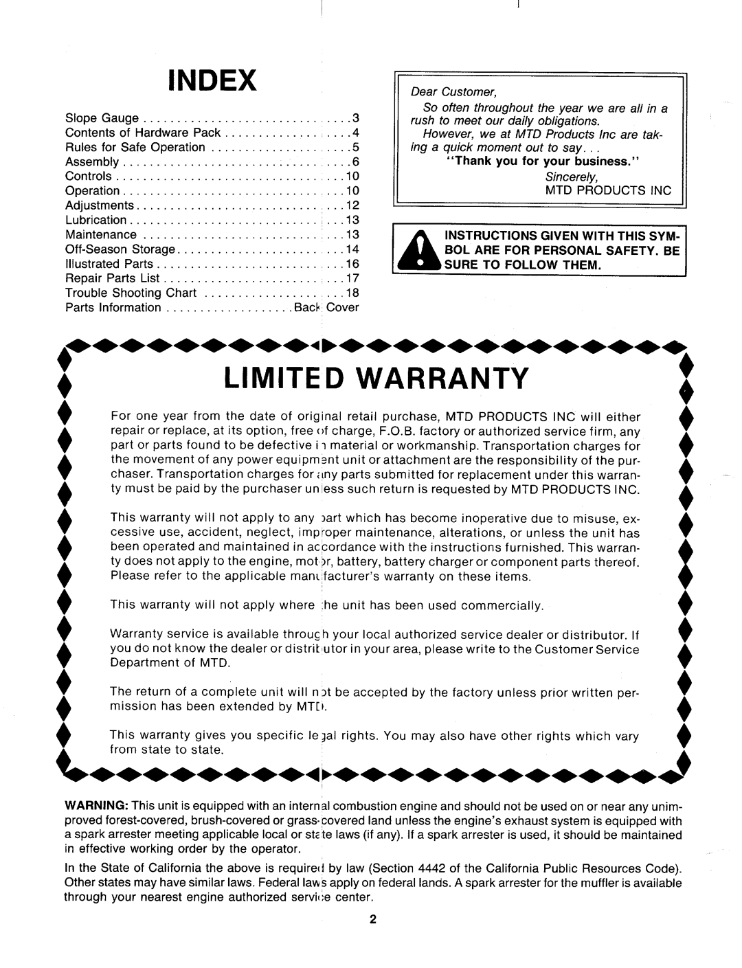 MTD 118-502R000, 118-506R000, 118-508R000 manual 