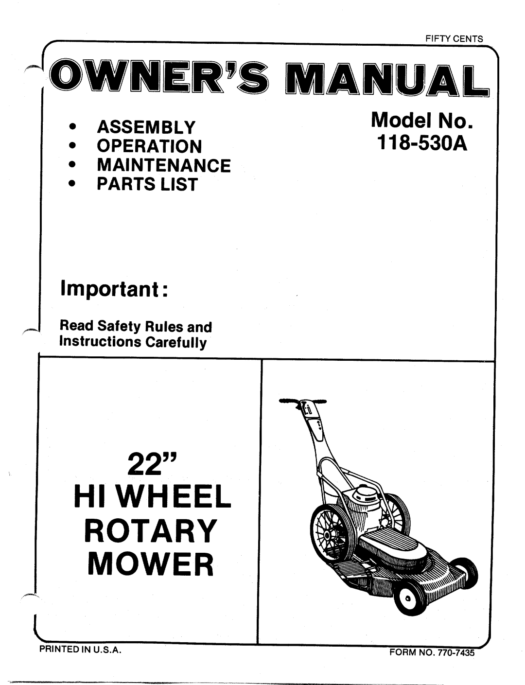 MTD 118-530A manual 