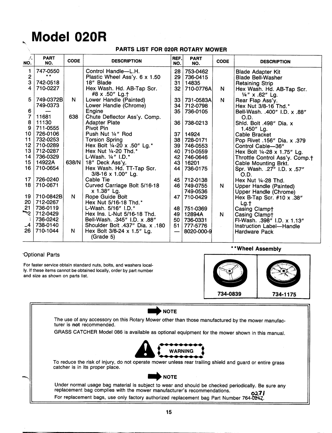 MTD 119-020R000 manual 