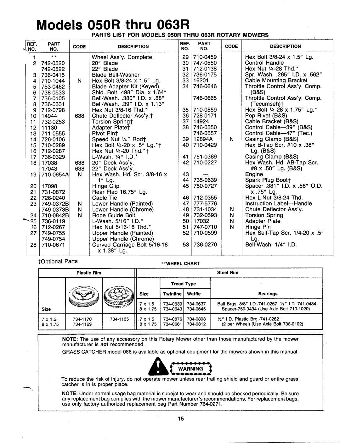 MTD 119-050R000, 119-061R000, 119-062R000, 119-063R000, 119-053R000, 119-052R000, 119-051R000, 119-060R000 manual 