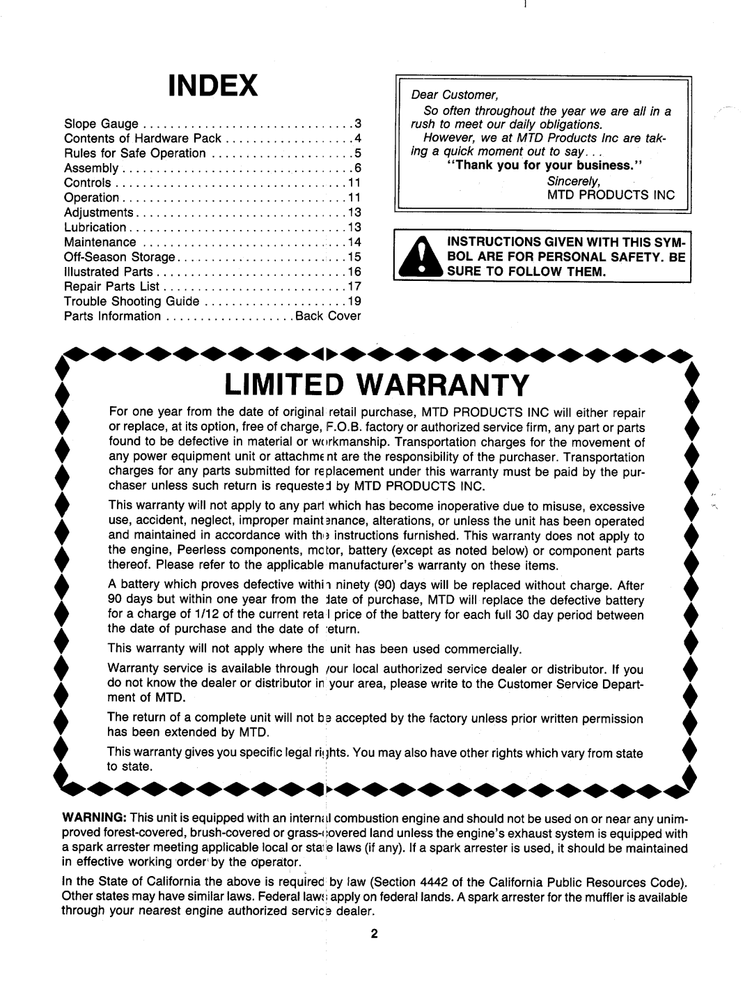 MTD 119-077R000, 119-083R000, 119-079R000, 119-075R000, 119-073R000, 119-072R000, 119-074R000, 119-082R000, 119-076R000 manual 