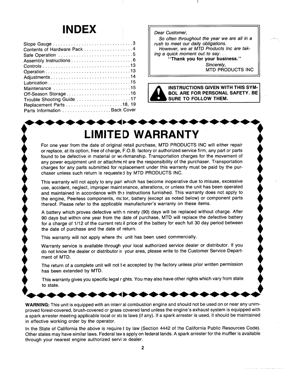 MTD 119-816R401, 119-818R401, 119-817R401 manual 