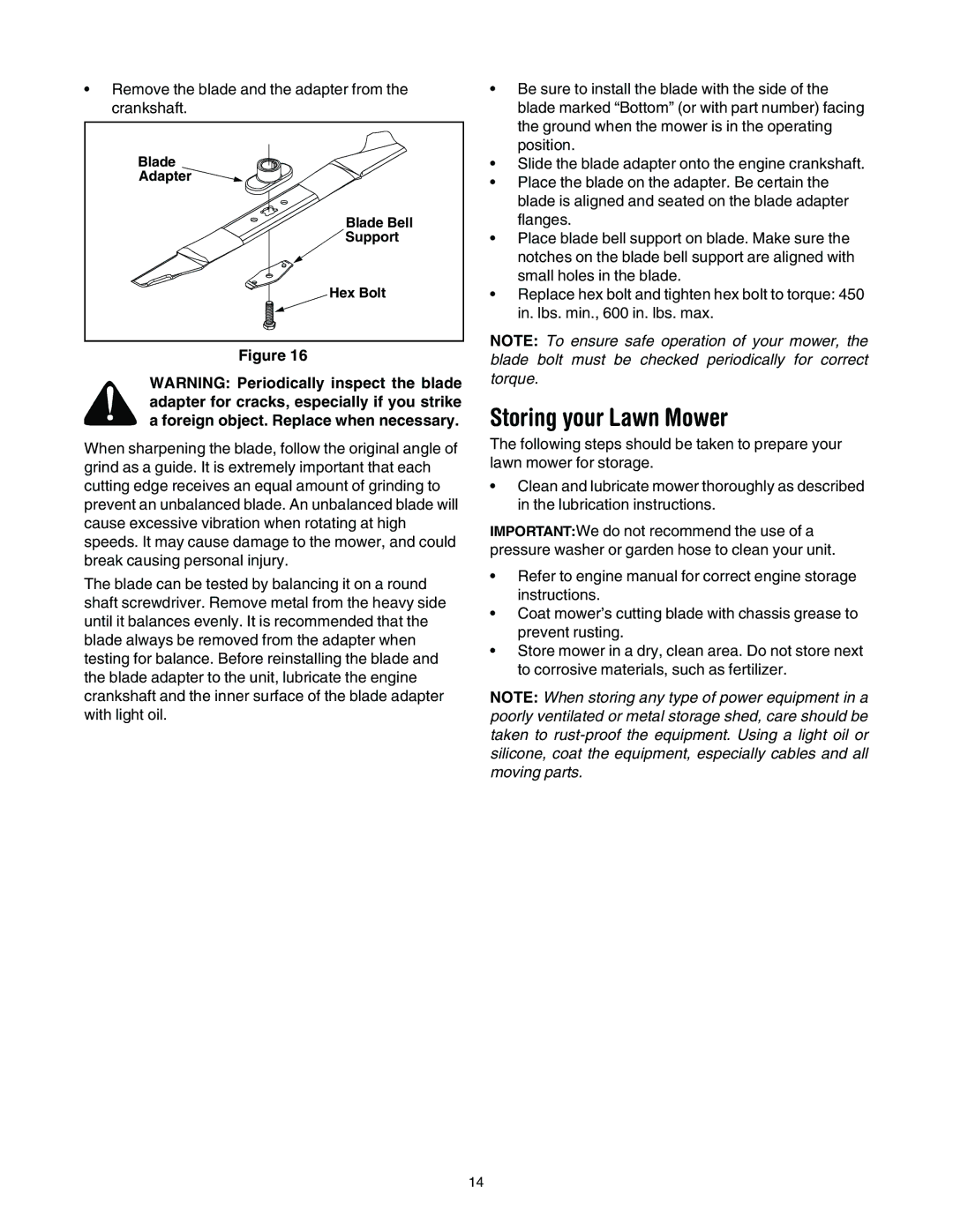 MTD 11A-545D034 manual Storing your Lawn Mower 