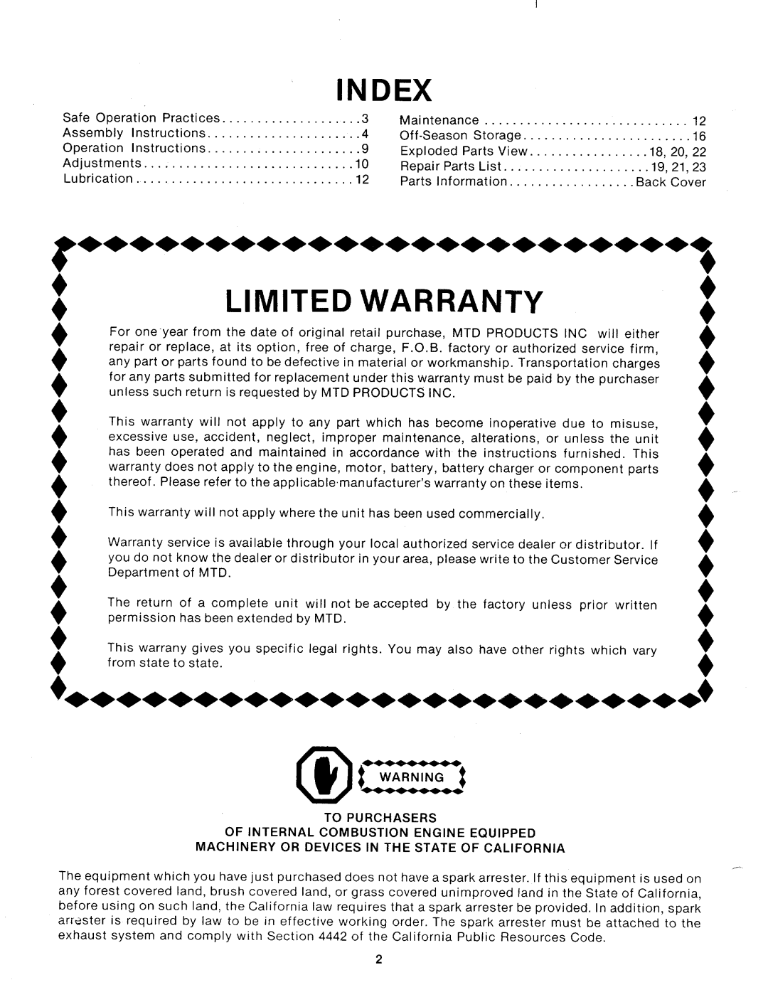 MTD 120-336A, 120-336-300 manual 