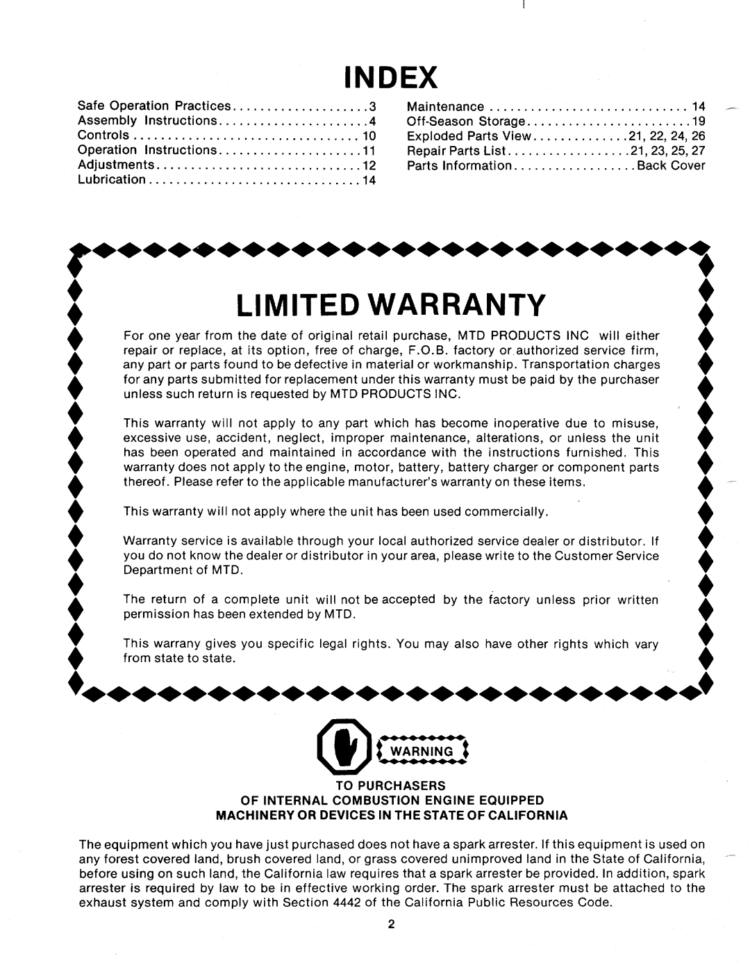 MTD 120-350A manual 