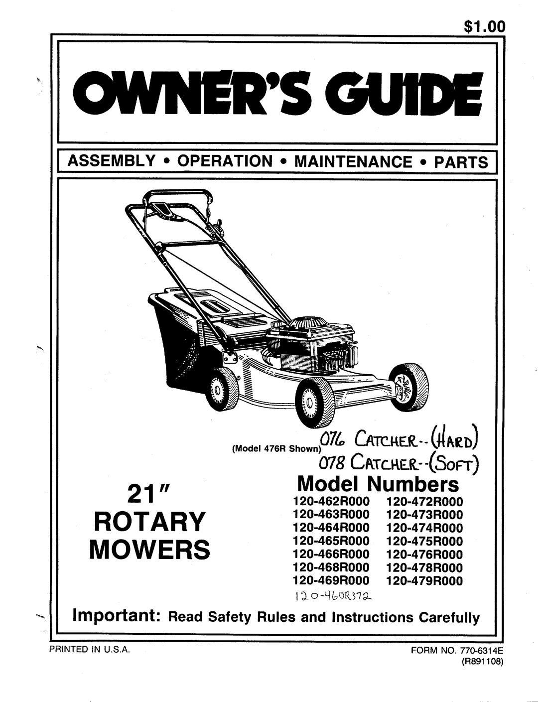 MTD 120-466R000, 120-472R000, 120-469R000, 120-475R000, 120-465R000, 120-463R000, 120-473R000, 120-468R000, 120-476R000 manual 