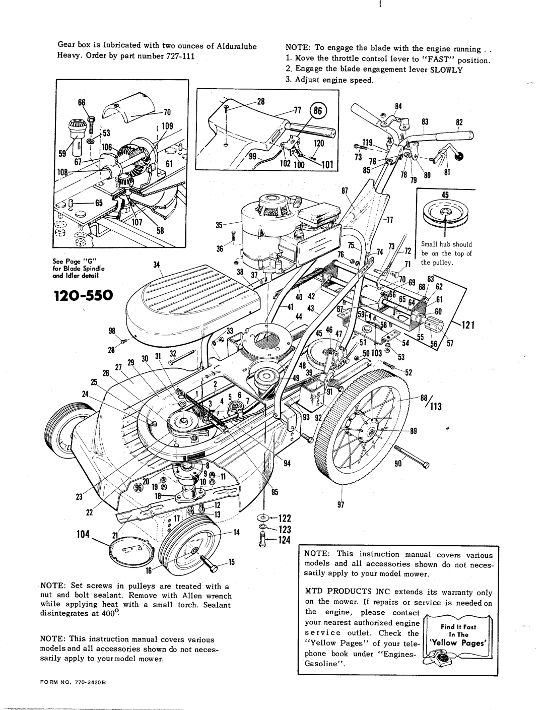 MTD 120-550 manual 