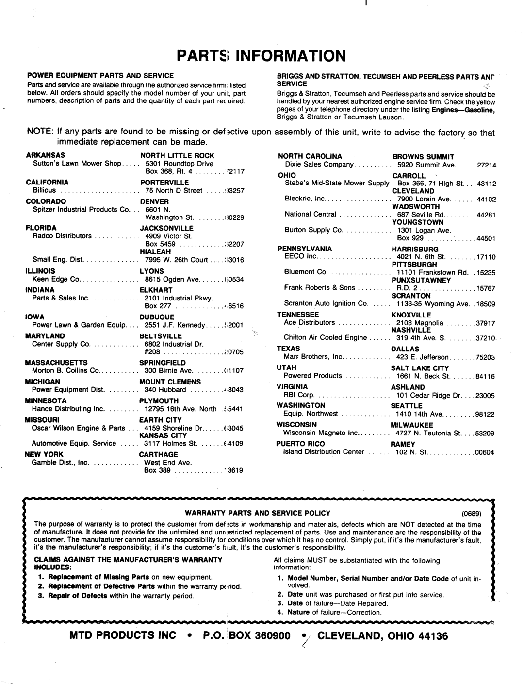 MTD 120-848R000 manual 