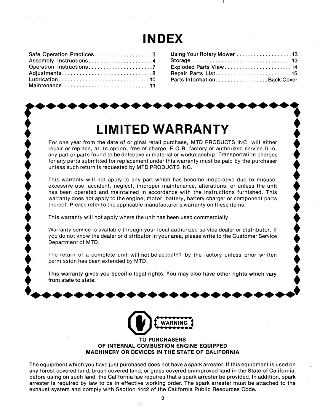 MTD 121-261-300, 121-260A manual 