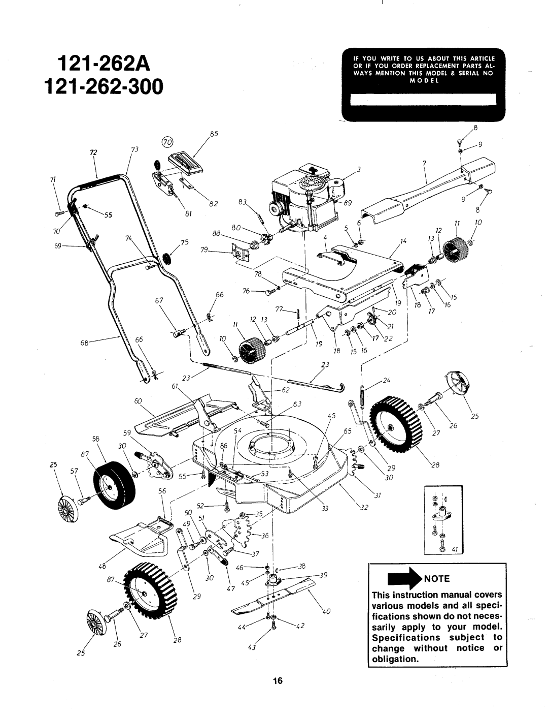 MTD 121-262-300, 121-262A manual 