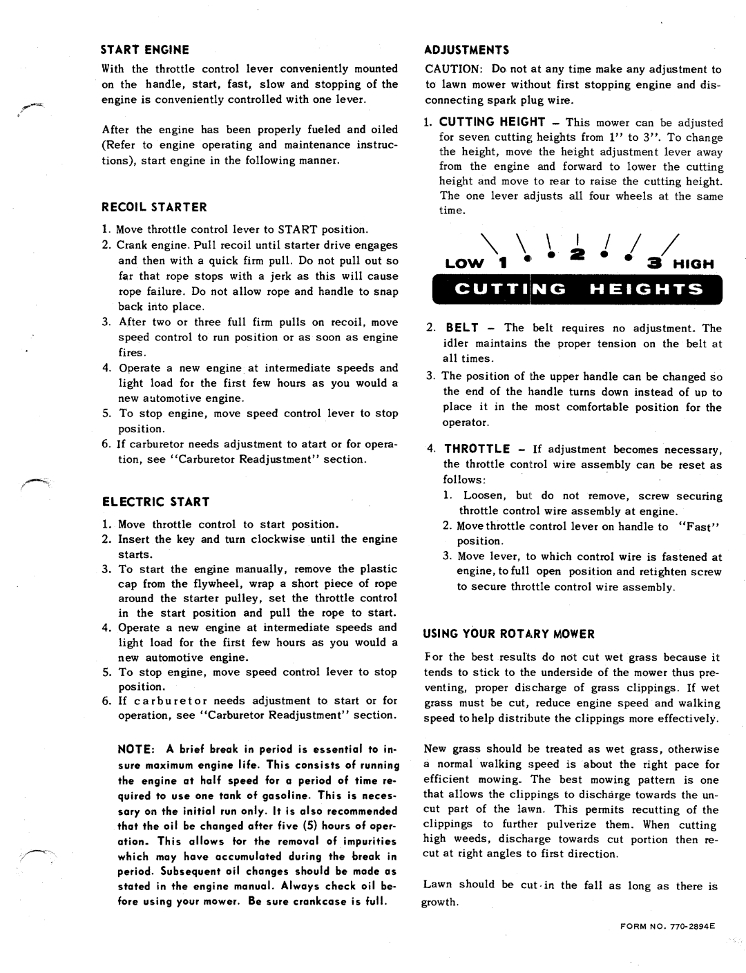 MTD 121-290, 121-292 manual 