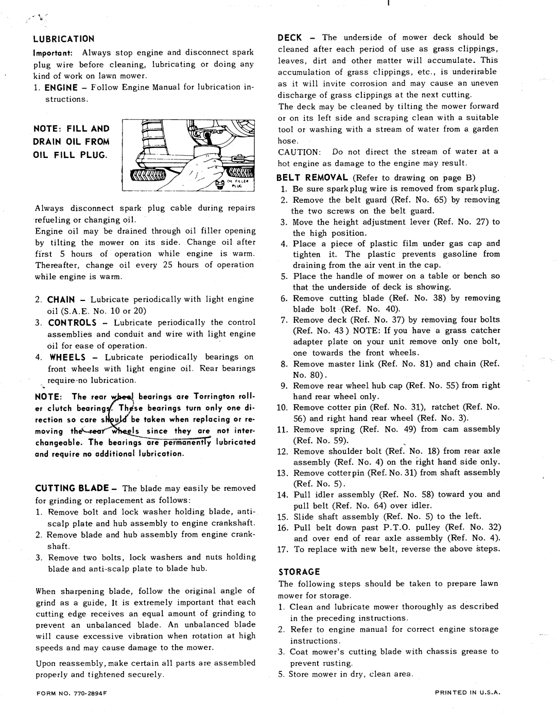 MTD 121-292, 121-290 manual 