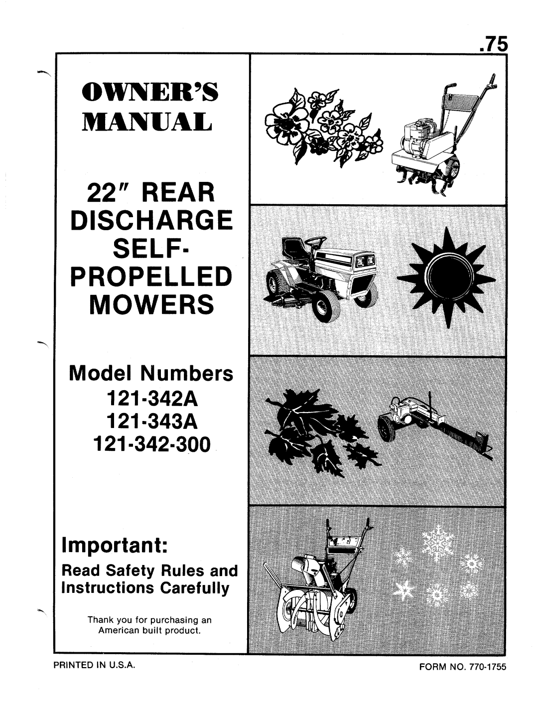 MTD 121-343A, 121-342-300, 121-342A manual 