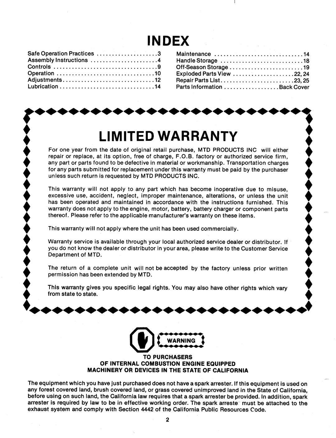 MTD 121-346A manual 