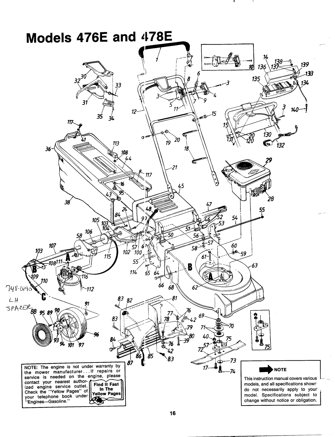 MTD 121-478E000, 121-476E000 manual 