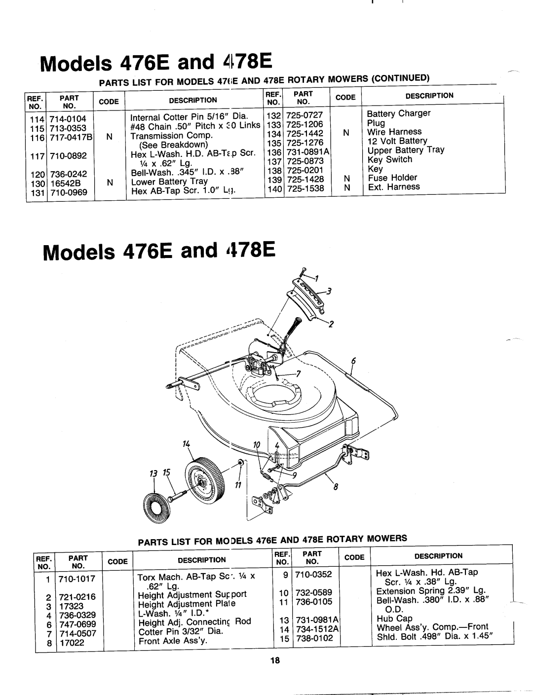 MTD 121-478E000, 121-476E000 manual 