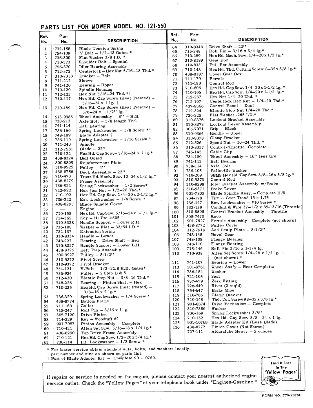 MTD 121-550 manual 