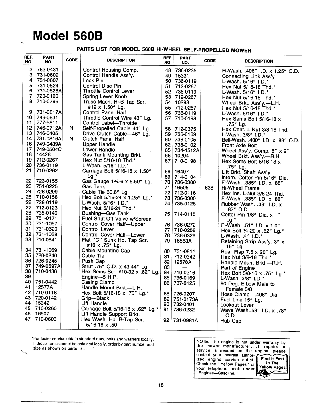 MTD 121-560B000 manual 