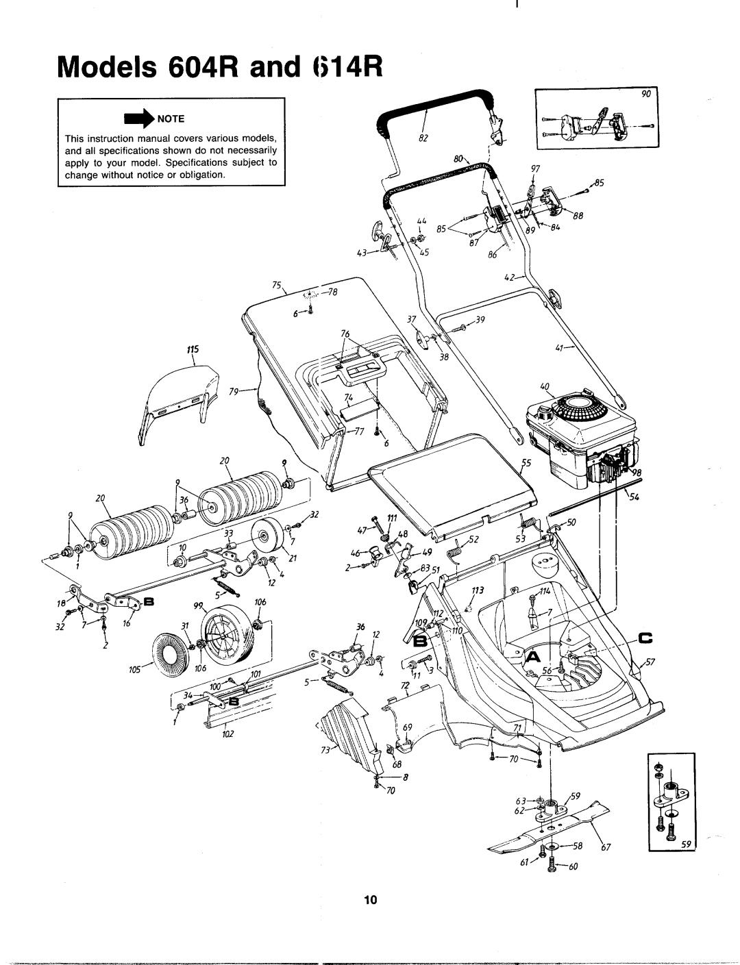 MTD 121-636R000, 121-638R000, 111-614R000, 111-604R000, 121-628R000, 121-626R000 manual 