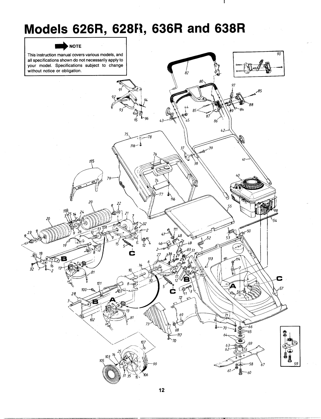 MTD 121-638R000, 111-614R000, 111-604R000, 121-628R000, 121-636R000, 121-626R000 manual 