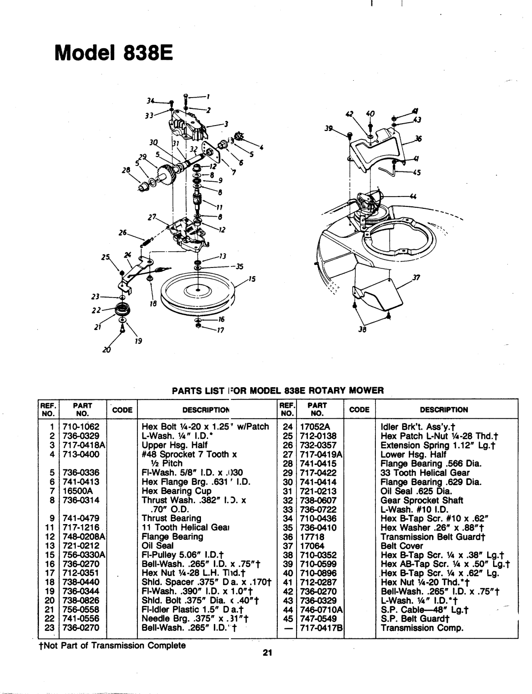 MTD 121-838E000 manual 