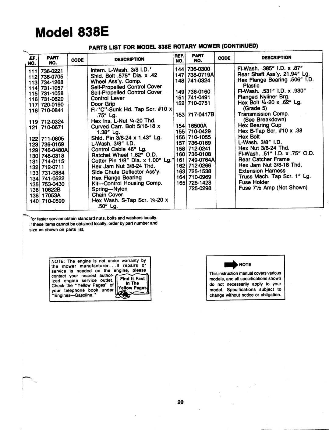 MTD 121-838E000 manual 