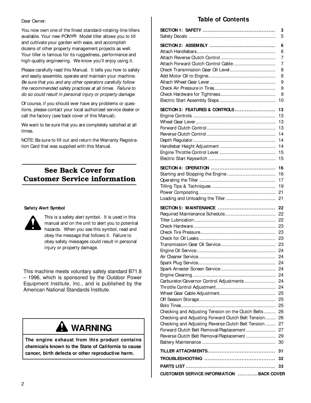 MTD 12211, 12212 owner manual See Back Cover for Customer Service information 