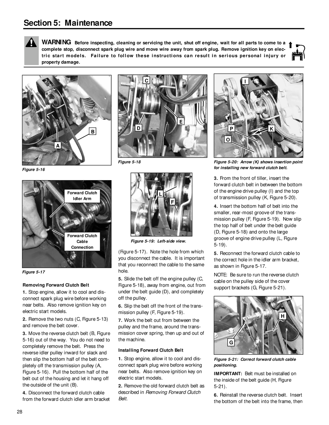 MTD 12211, 12212 owner manual Removing Forward Clutch Belt, Installing Forward Clutch Belt 