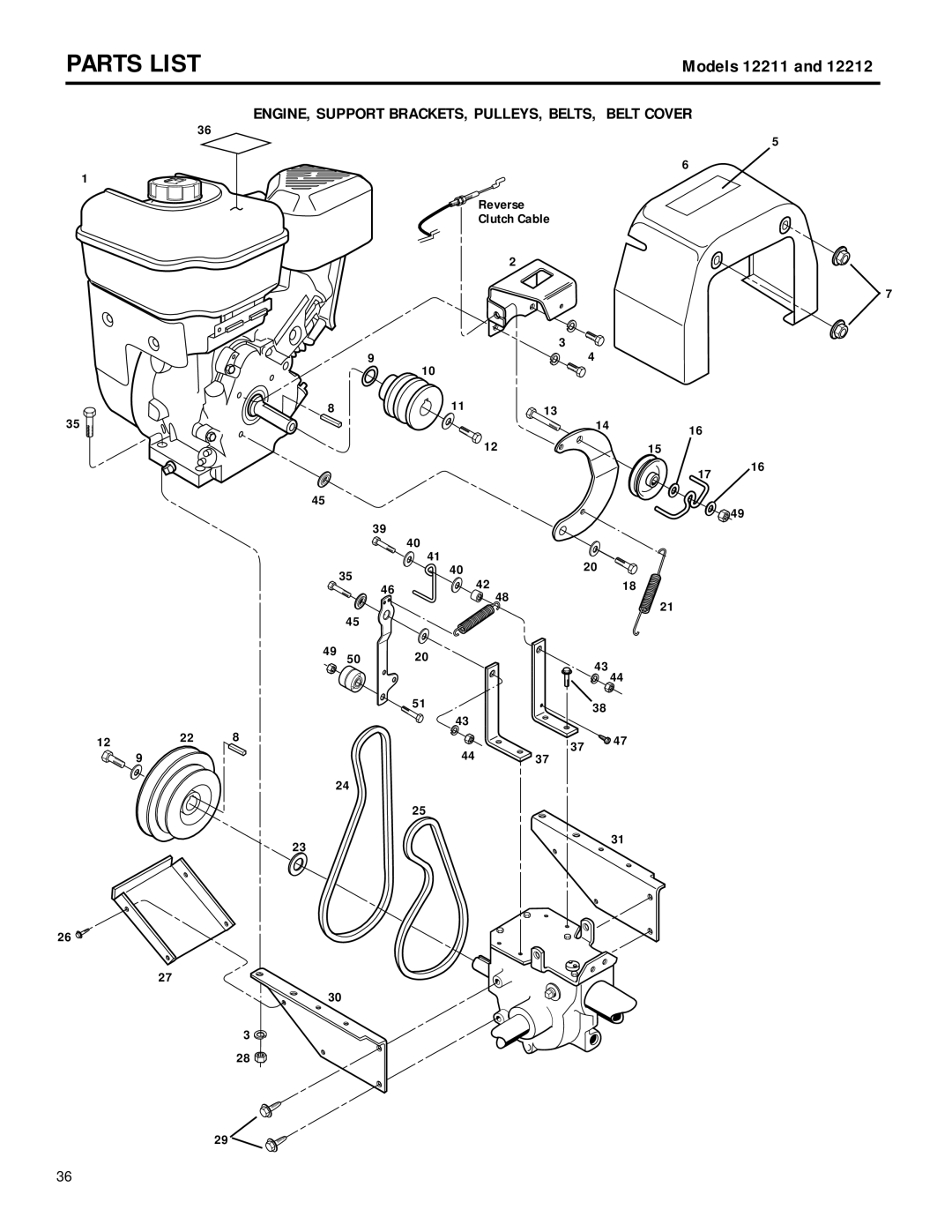 MTD 12211, 12212 owner manual ENGINE, Support BRACKETS, PULLEYS, BELTS, Belt Cover 