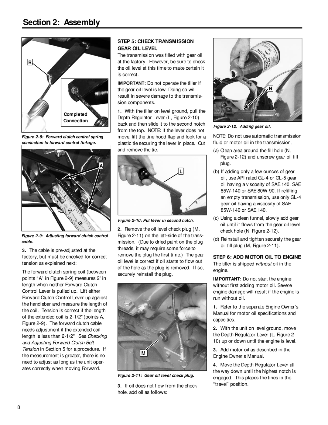 MTD 12211, 12212 owner manual ADD Motor OIL to Engine, Check Transmission Gear OIL Level 