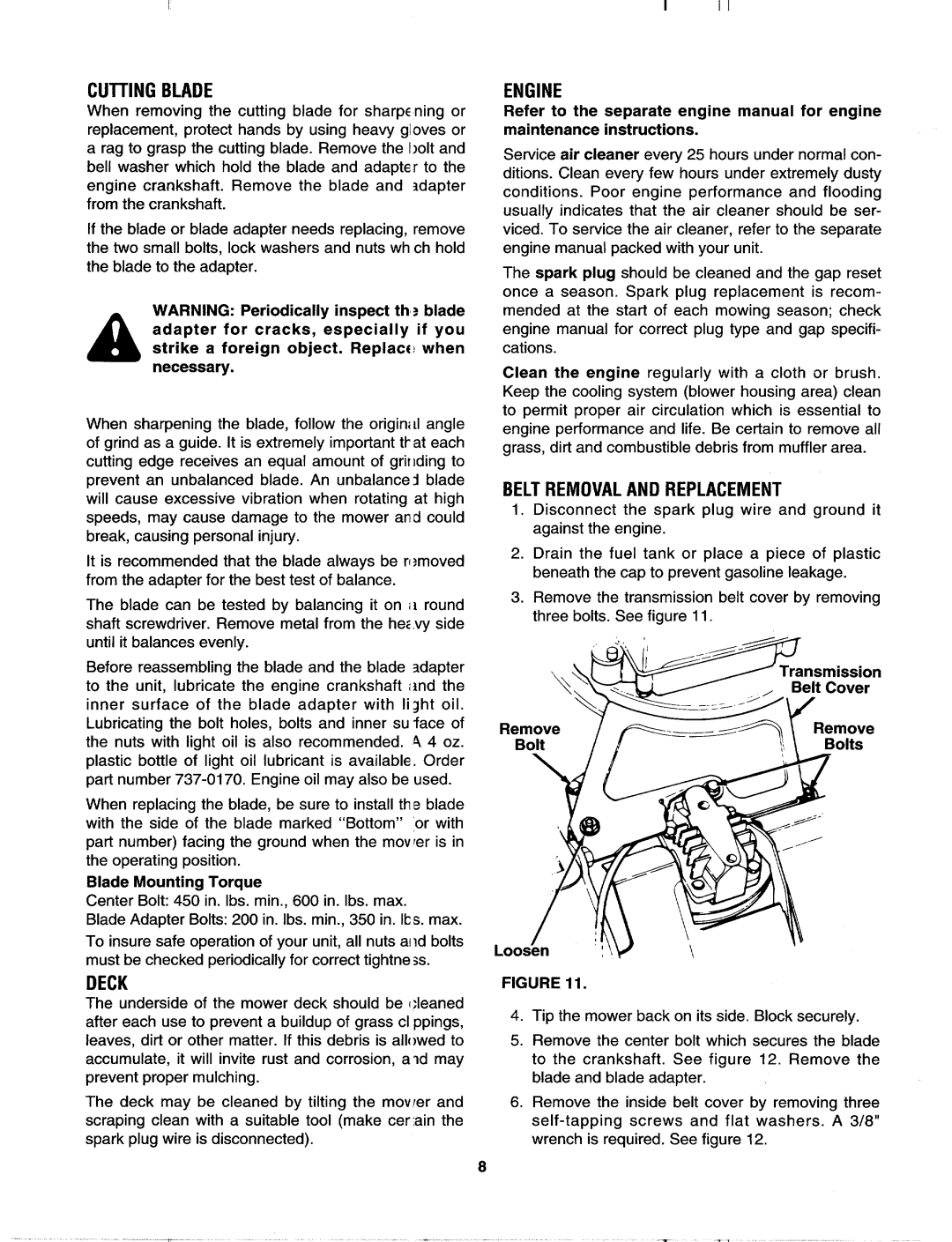 MTD 123-118F000, 123-117A000 manual 