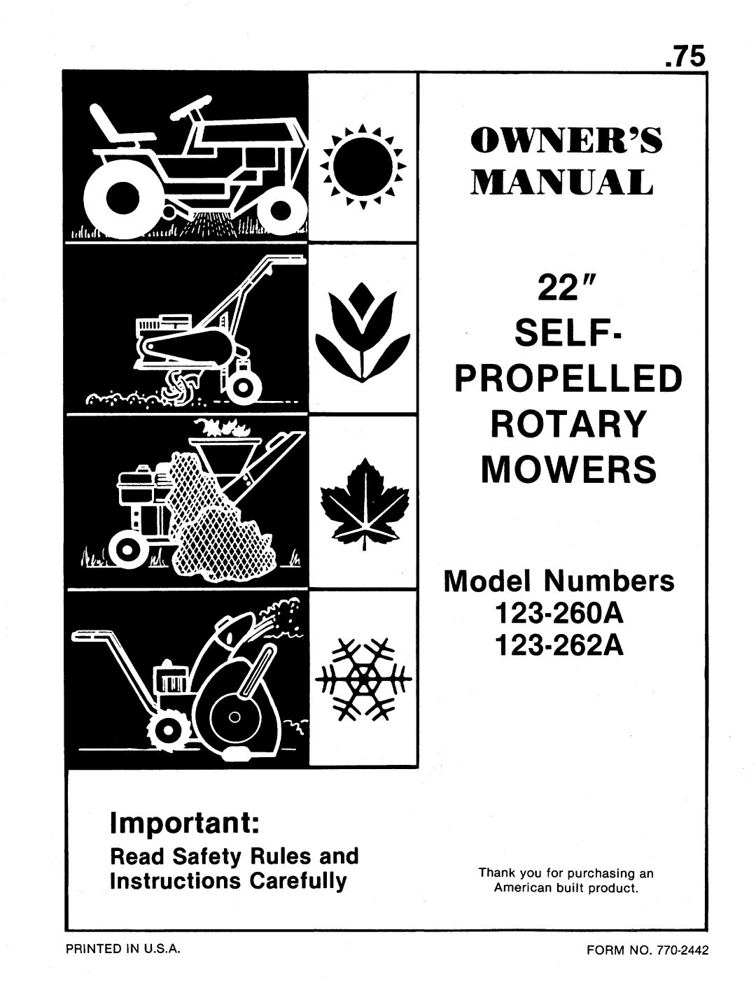 MTD 123-260A, 123-262A manual 