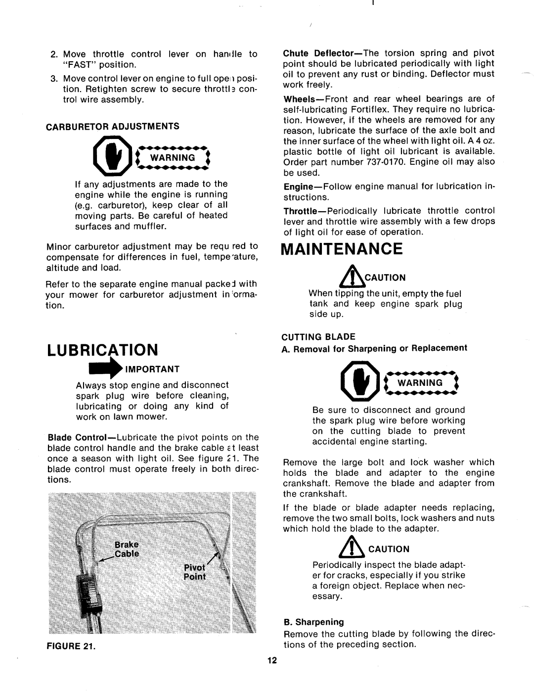 MTD 123-262A, 123-260A manual 