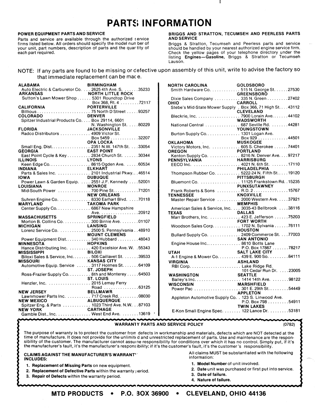 MTD 123-260A, 123-262A manual 