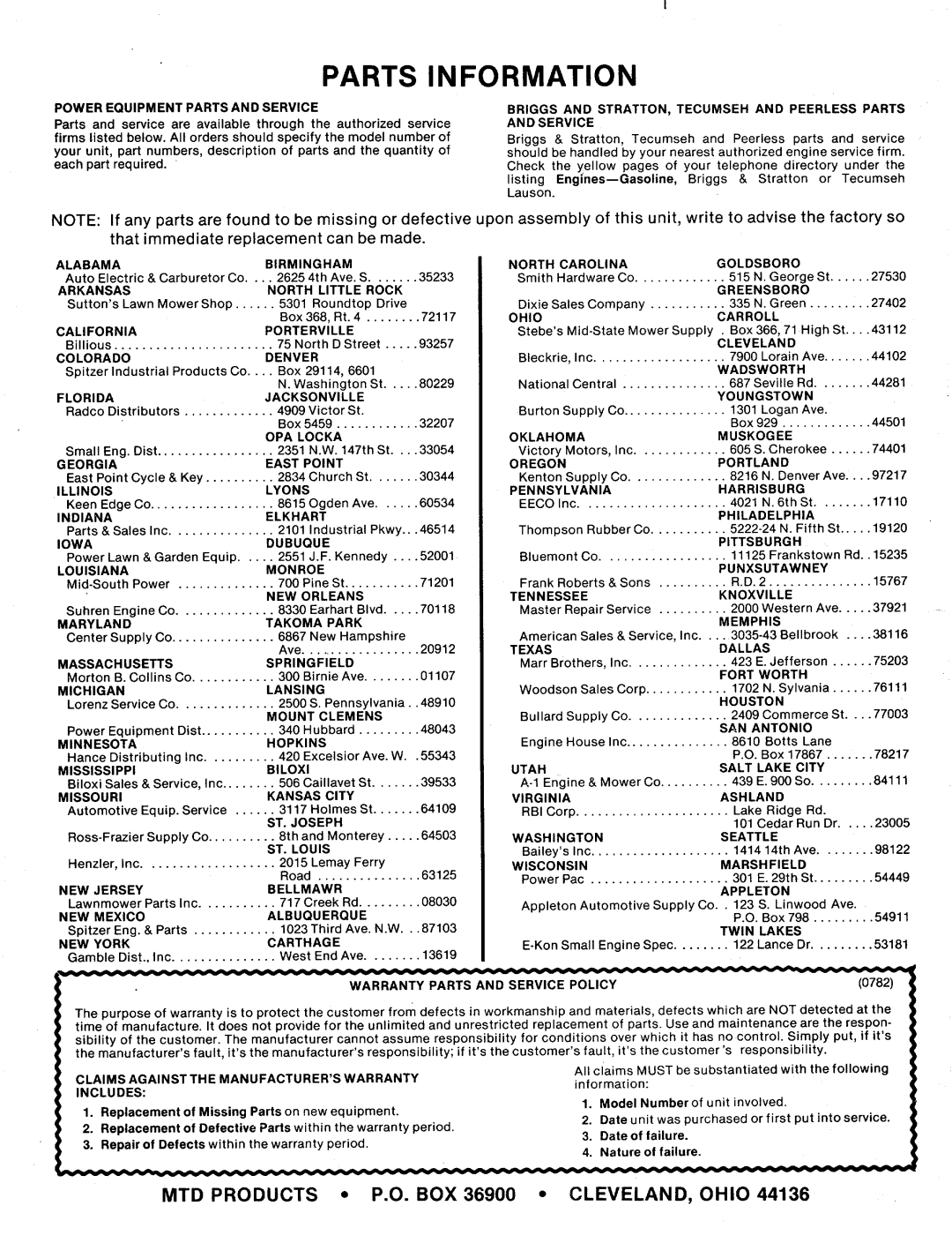 MTD 123-280A, 123-282A manual 