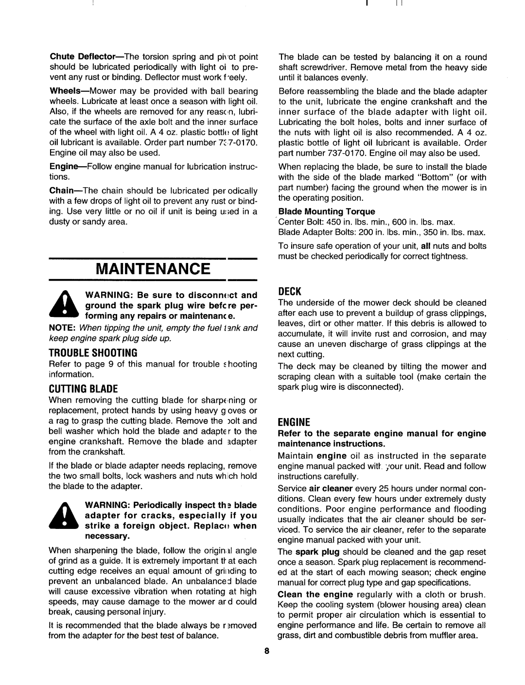 MTD 123-282C000, 123-281C000, 123-280B000 manual 