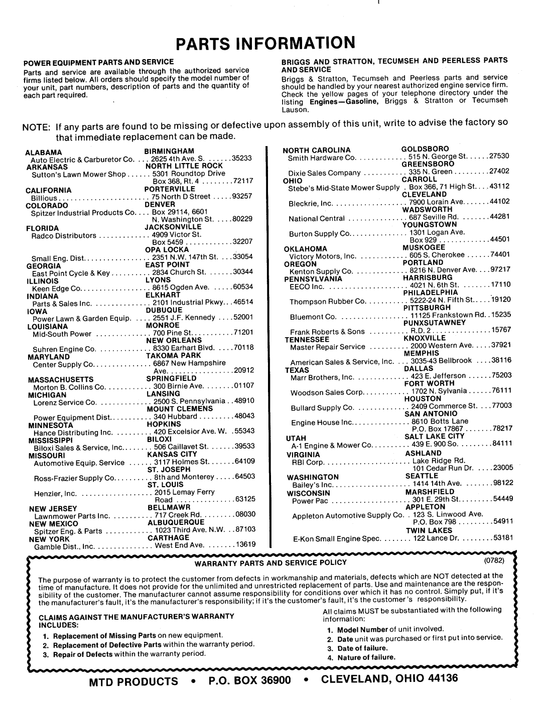 MTD 123-284A manual 