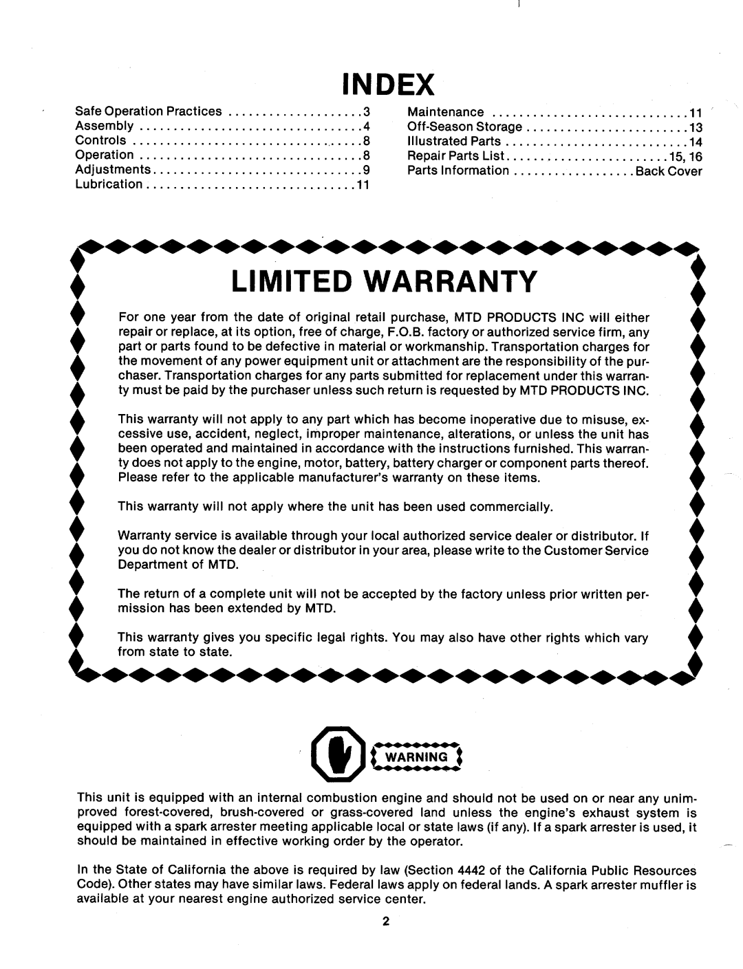 MTD 123-284A manual 