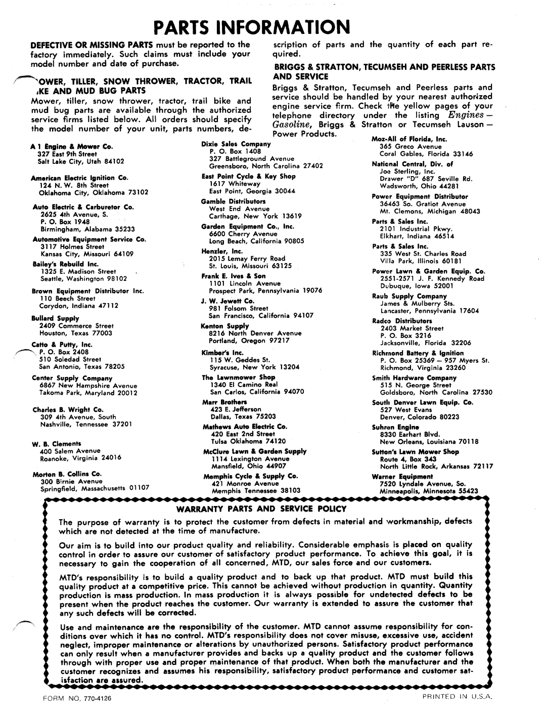 MTD 123-295, 123-290 manual 