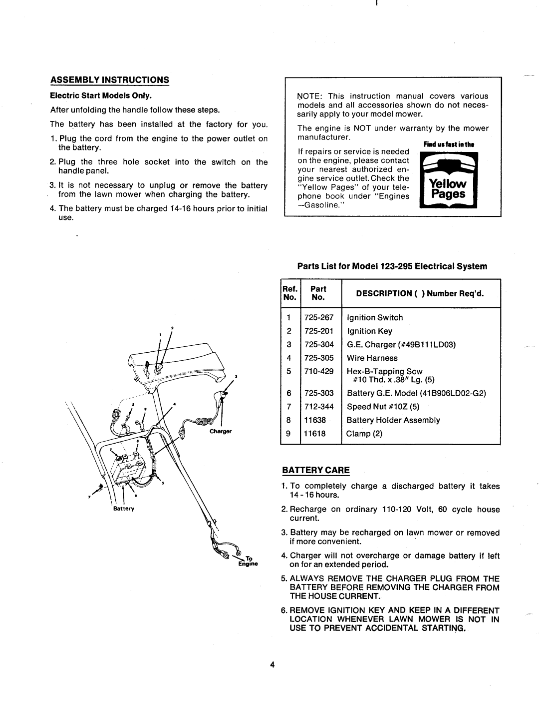 MTD 123-290, 123-295 manual 